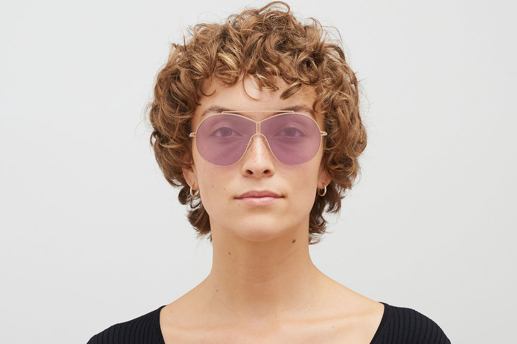 MYKITA - Studio 12.5 Sunglasses Champagne Gold with Mirror Lilac MM Shield Lenses