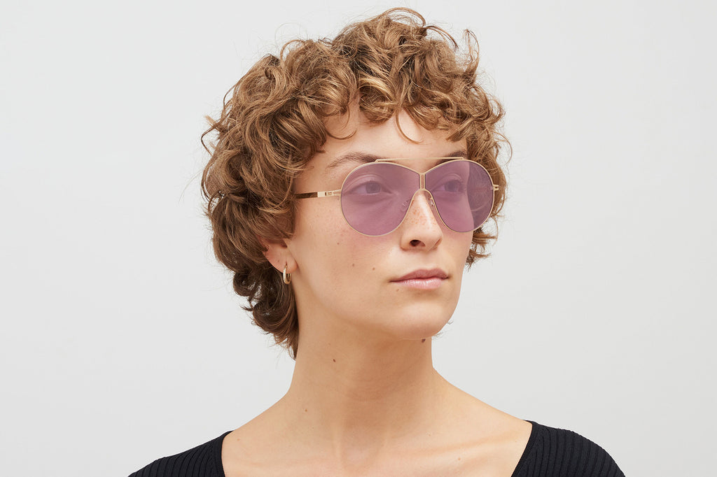 MYKITA - Studio 12.5 Sunglasses Champagne Gold with Mirror Lilac MM Shield Lenses