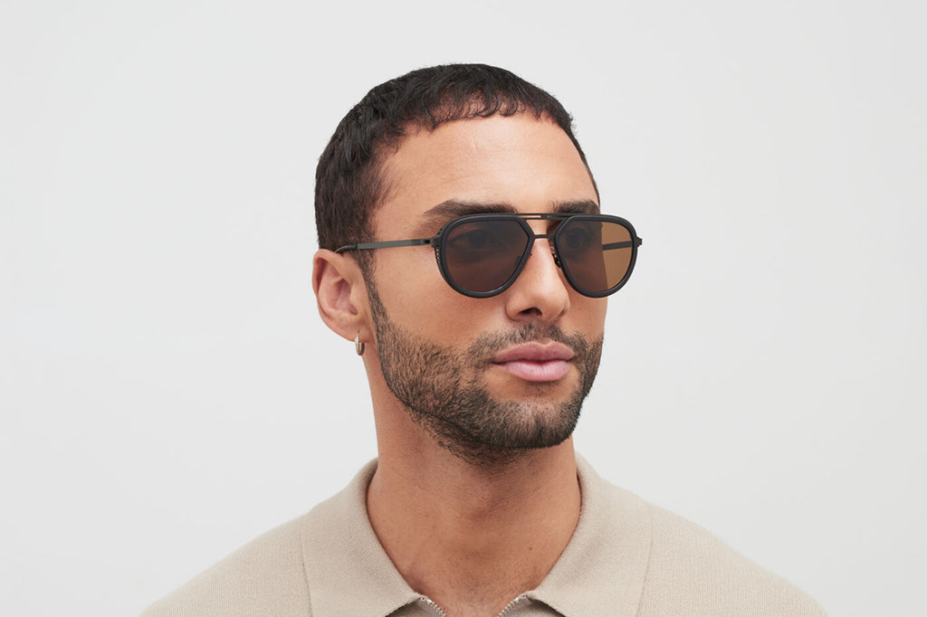 MYKITA - Cypress Sunglasses MH6 - Pitch Black/Black with PolPro Amber Brown Lenses