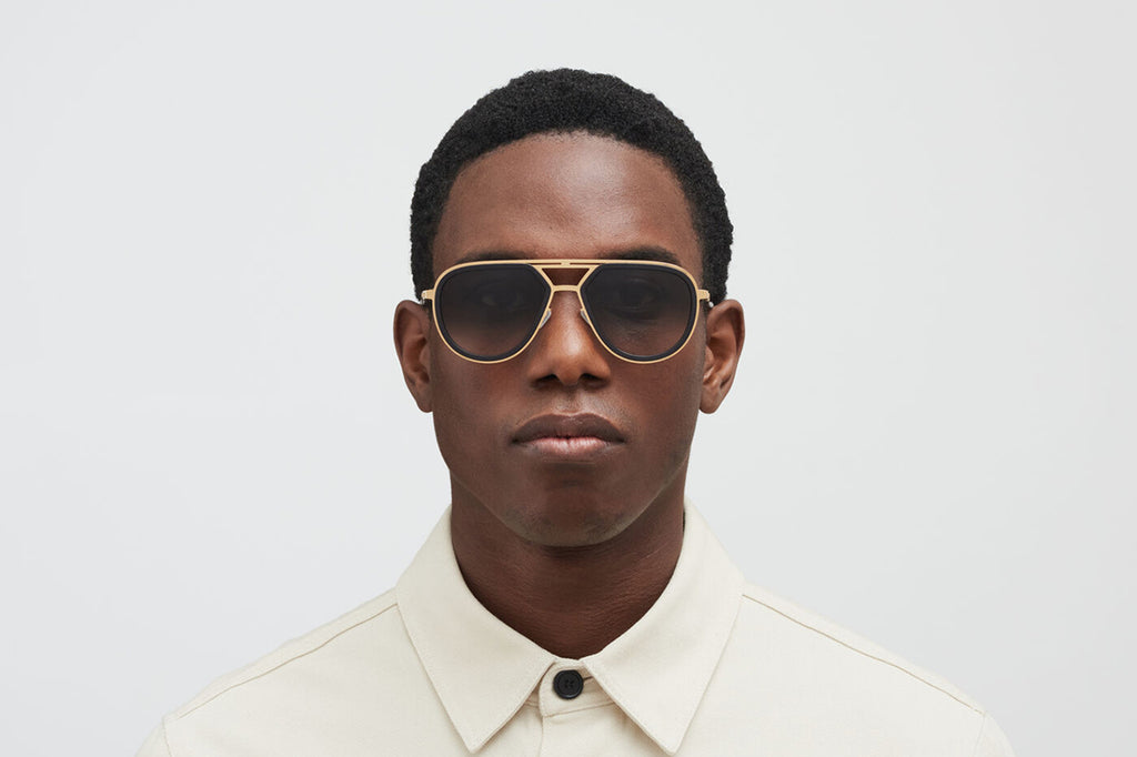 MYKITA - Cypress Sunglasses MH7 - Pitch Black/Glossy Gold with Raw Black Gradient Lenses