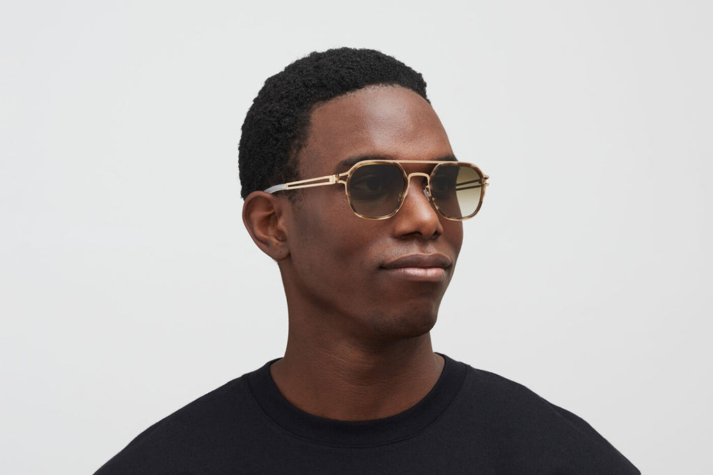 MYKITA - Leeland Sunglasses Champagne Gold/Galapagos with Raw Brown Gradient Lenses
