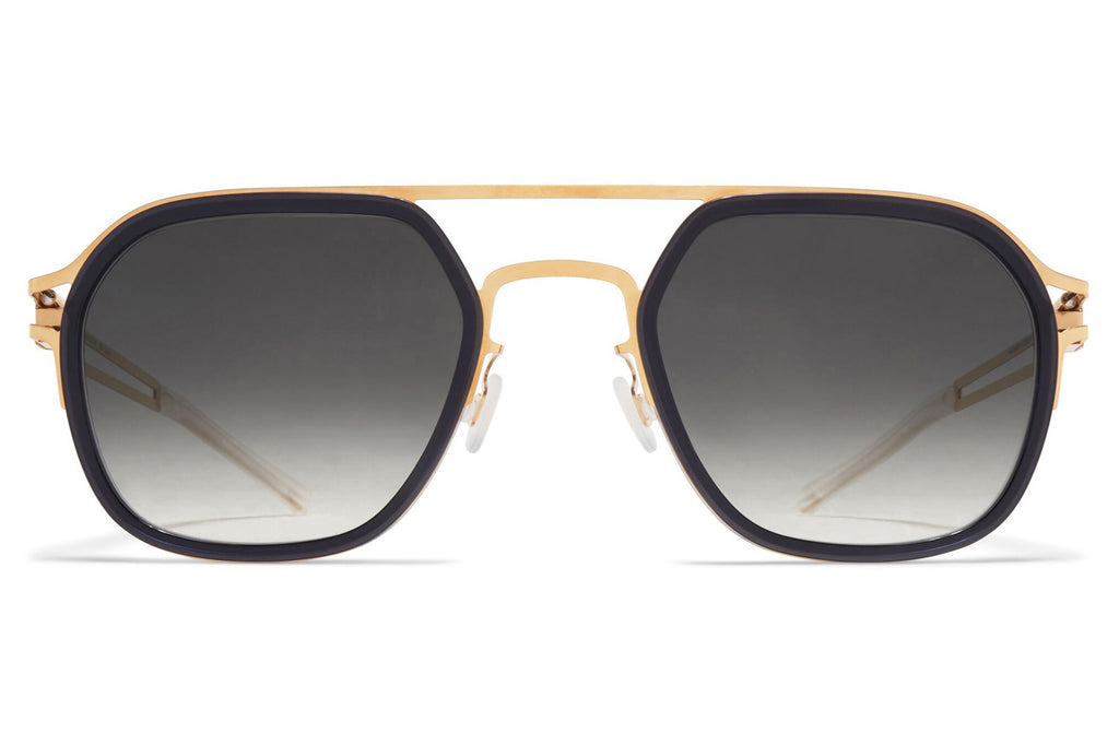 MYKITA - Leeland Sunglasses Glossy Gold/Milky Indigo with Raw Black Gradient Lenses