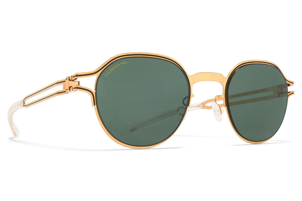 MYKITA - Vaasa Sunglasses Gold/Black with Polarized Pro Green 15 Lenses
