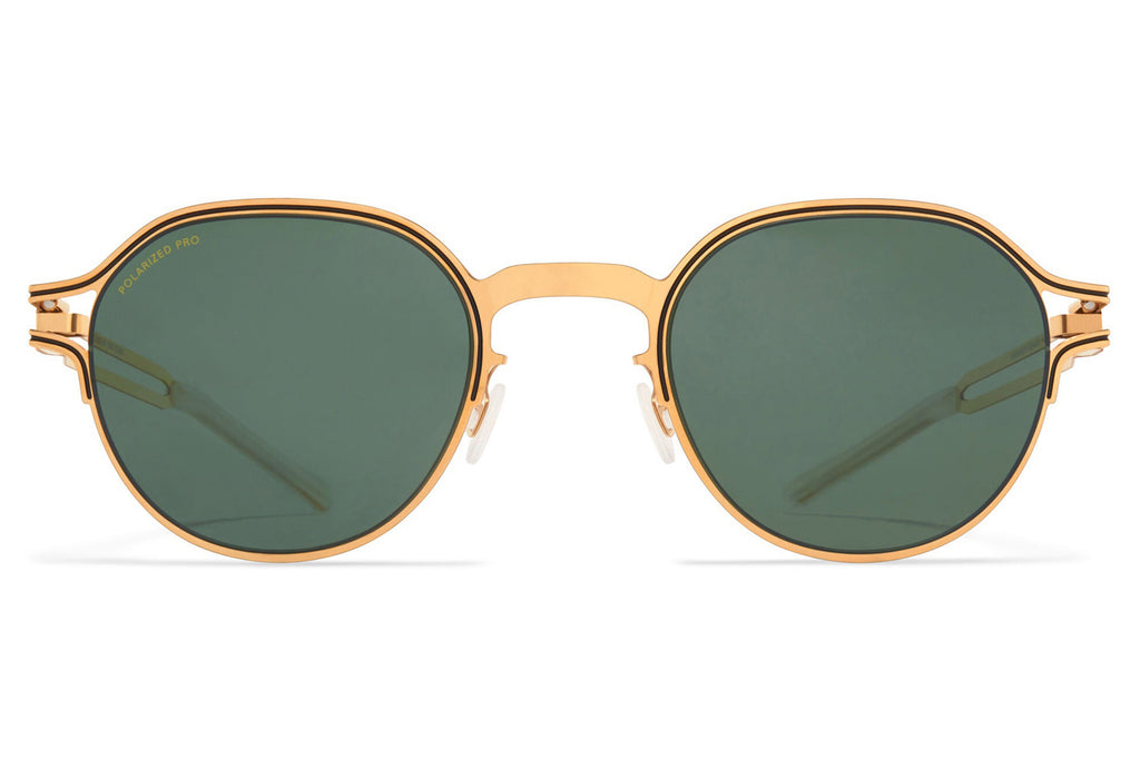 MYKITA - Vaasa Sunglasses Gold/Black with Polarized Pro Green 15 Lenses