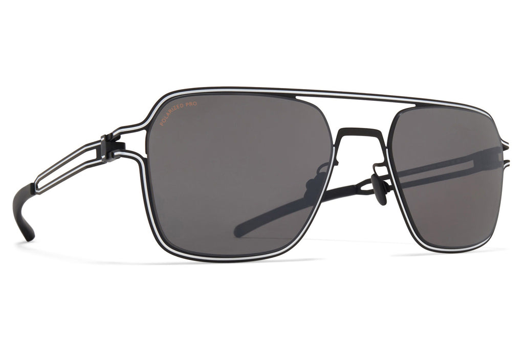 MYKITA - Riku Sunglasses Black/White with Cool Grey Solid Lenses