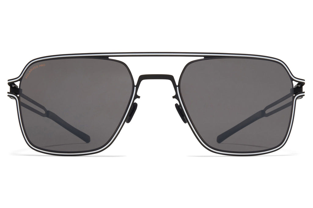 MYKITA - Riku Sunglasses Black/White with Cool Grey Solid Lenses