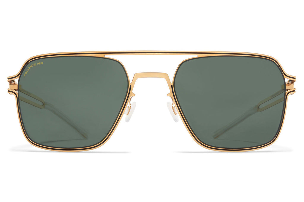 MYKITA - Riku Sunglasses Gold/Black with Polarized Pro Green 15 Lenses