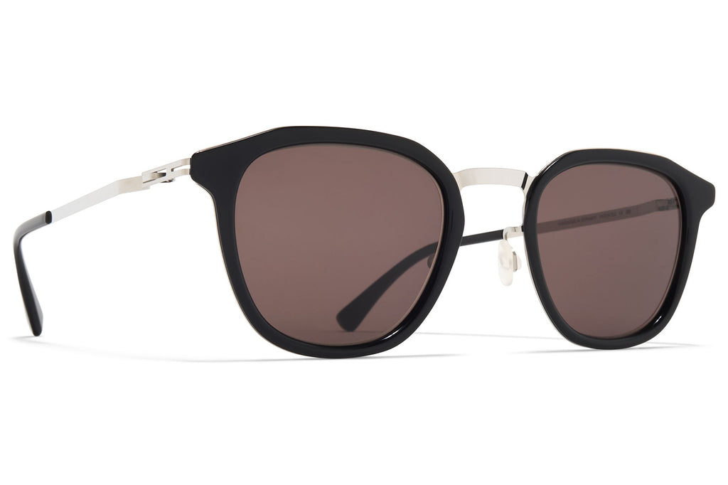MYKITA® - Pavi Sunglasses Shiny Silver/Black with Brown Solid Lenses