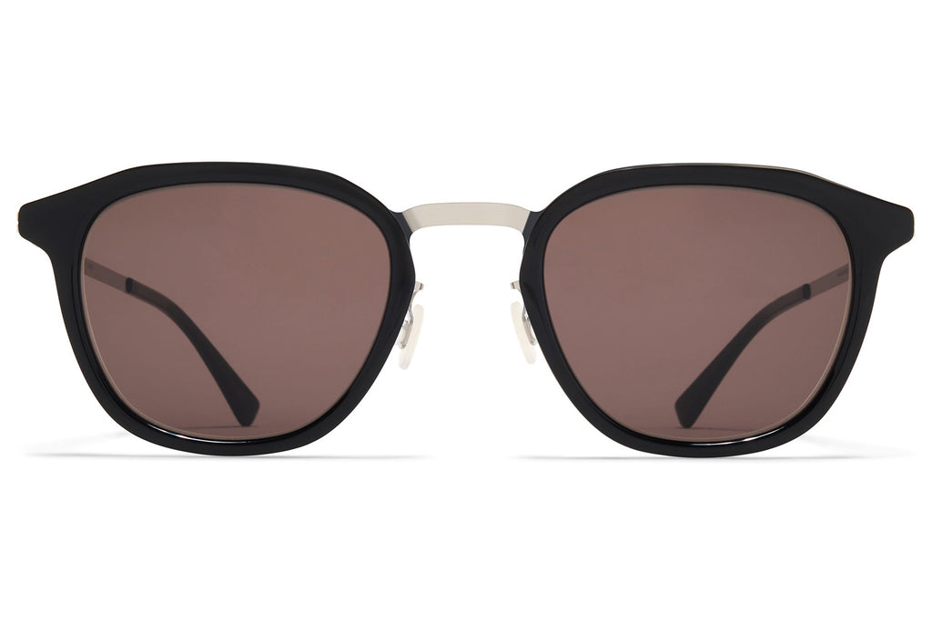 MYKITA® - Pavi Sunglasses Shiny Silver/Black with Brown Solid Lenses