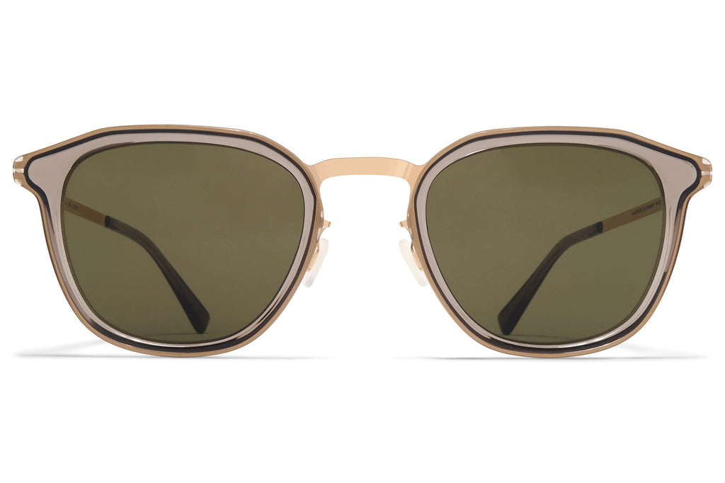 MYKITA® - Pavi Sunglasses Champagne Gold/Clear Ash with Raw Green Solid Lenses