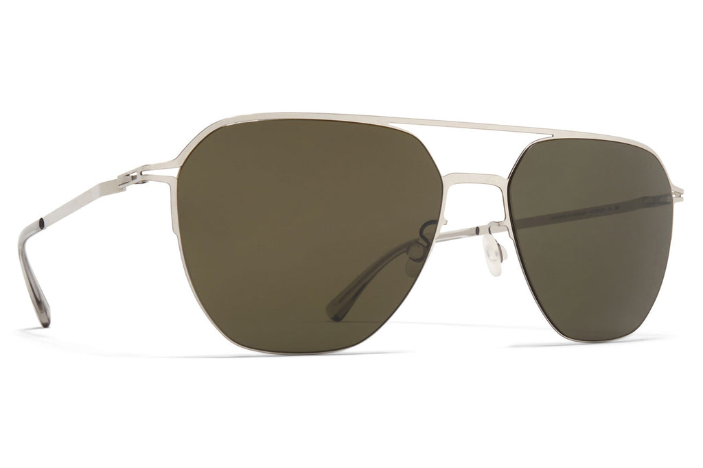 MYKITA - Amos Sunglasses Shiny Silver with Raw Green Solid Lenses