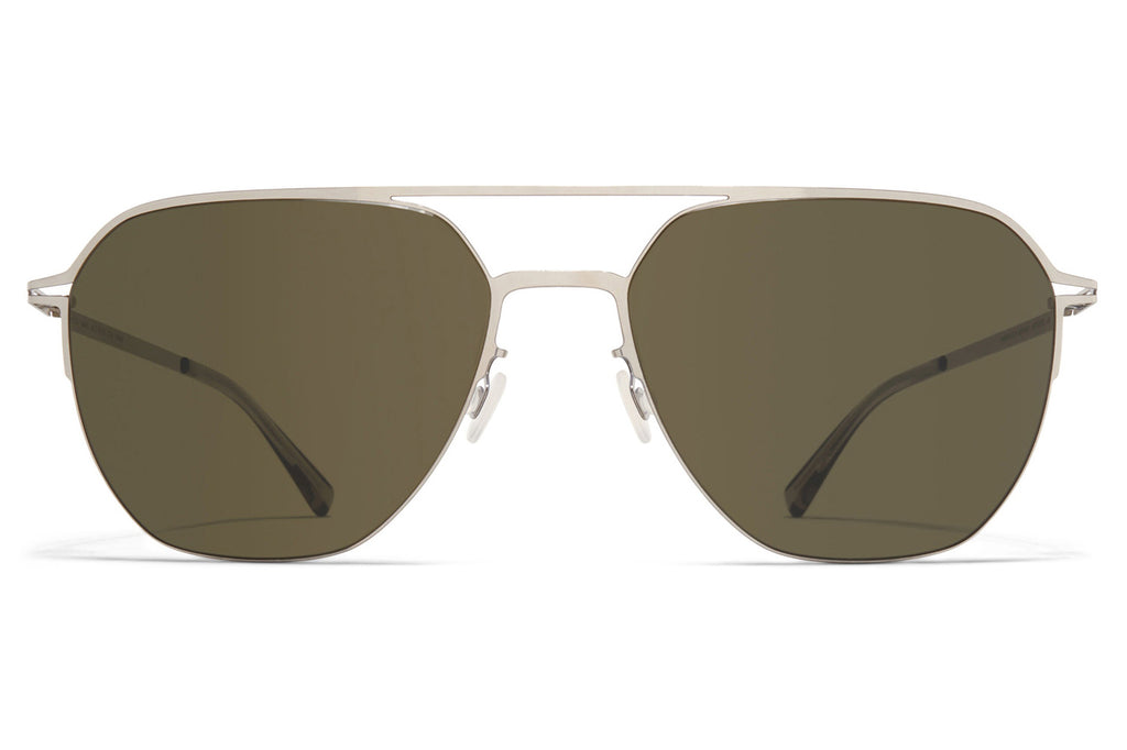 MYKITA - Amos Sunglasses Shiny Silver with Raw Green Solid Lenses