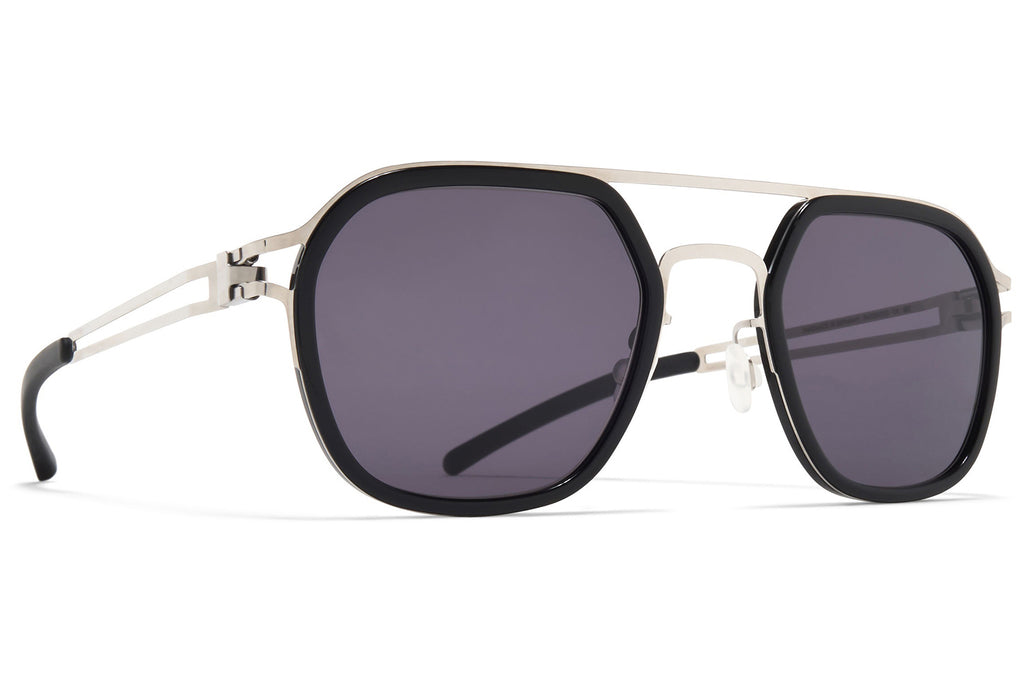 MYKITA - Leeland Sunglasses Shiny Silver/Black with Cool Grey Solid Lenses
