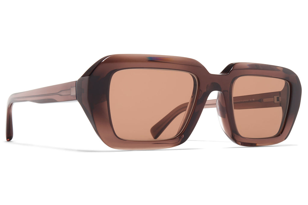 MYKITA® - Nima Sunglasses Maroon/Shiny Silver with Cruxite Brown Solid Lenses