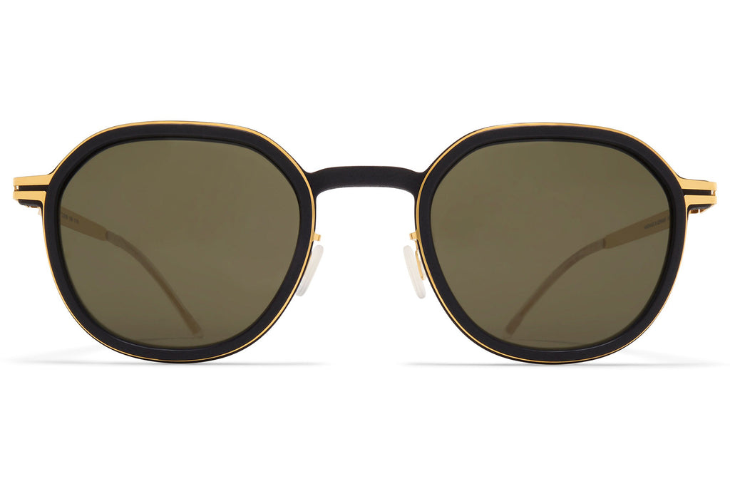 MYKITA - Birch Sunglasses MH7 - Pitch Black/Glossy Gold with Raw Green Solid Lenses