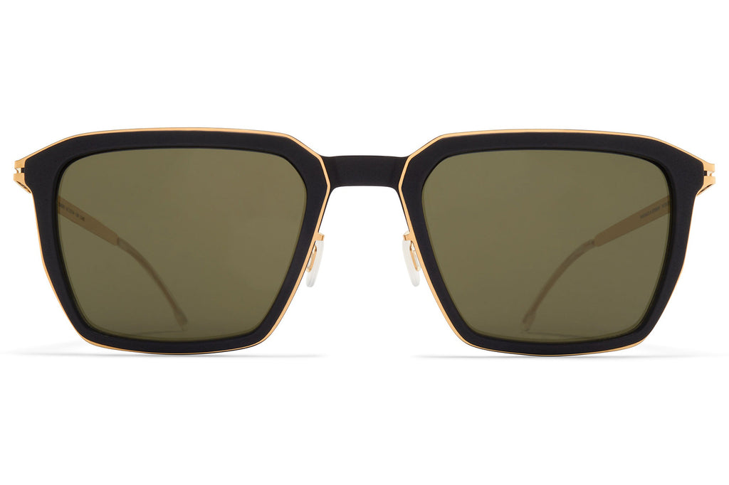 MYKITA - Embers Sunglasses MH7 - Pitch Black/Glossy Gold with Raw Green Solid Lenses