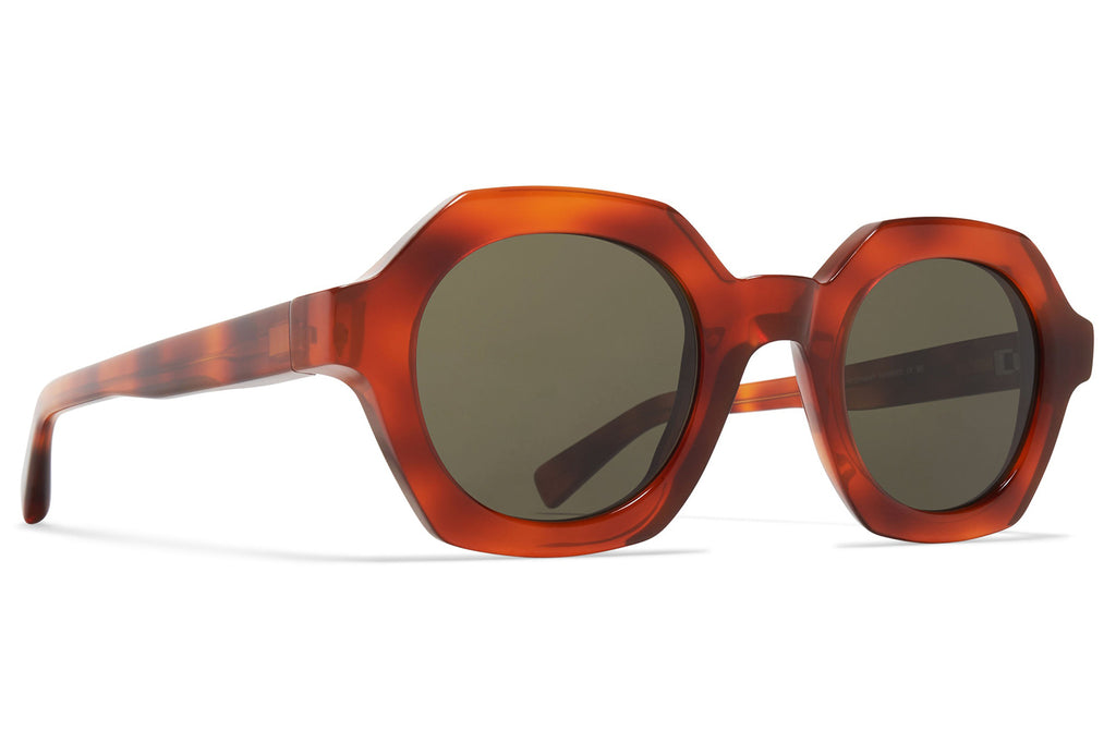 MYKITA® - Teshi Sunglasses Soft Havana with Raw Green Solid Lenses