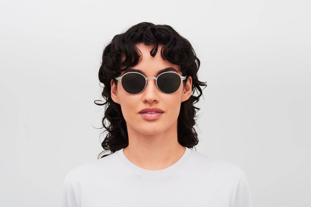 MYKITA - Wim Sunglasses Shiny Silver with Raw Green Solid Lenses