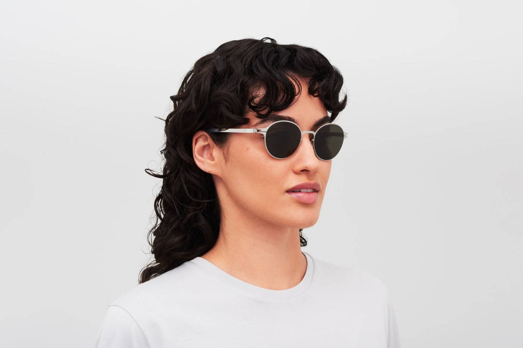 MYKITA - Wim Sunglasses Shiny Silver with Raw Green Solid Lenses
