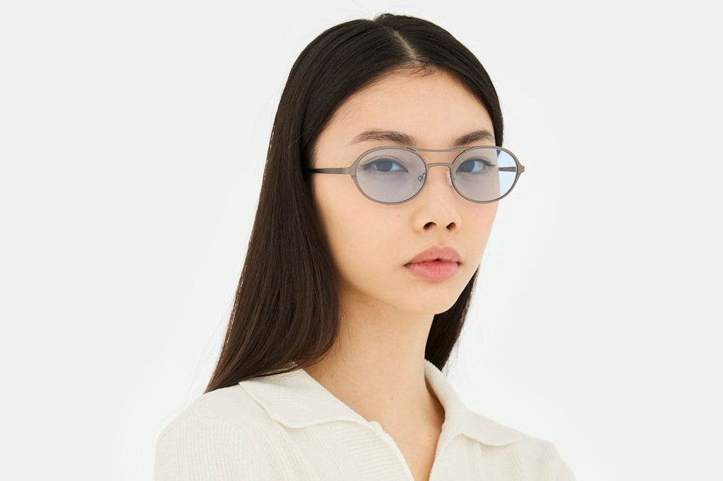 Retro Super Future® - Bird Sunglasses Gunmetal with  Blue Lenses