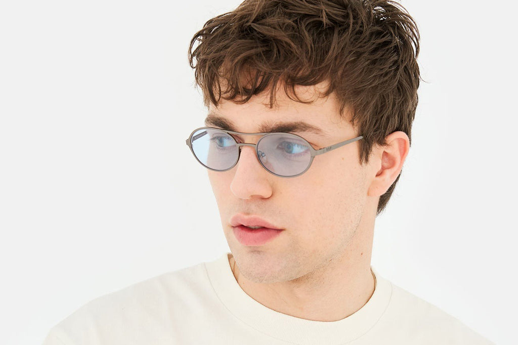 Retro Super Future® - Bird Sunglasses Gunmetal with  Blue Lenses