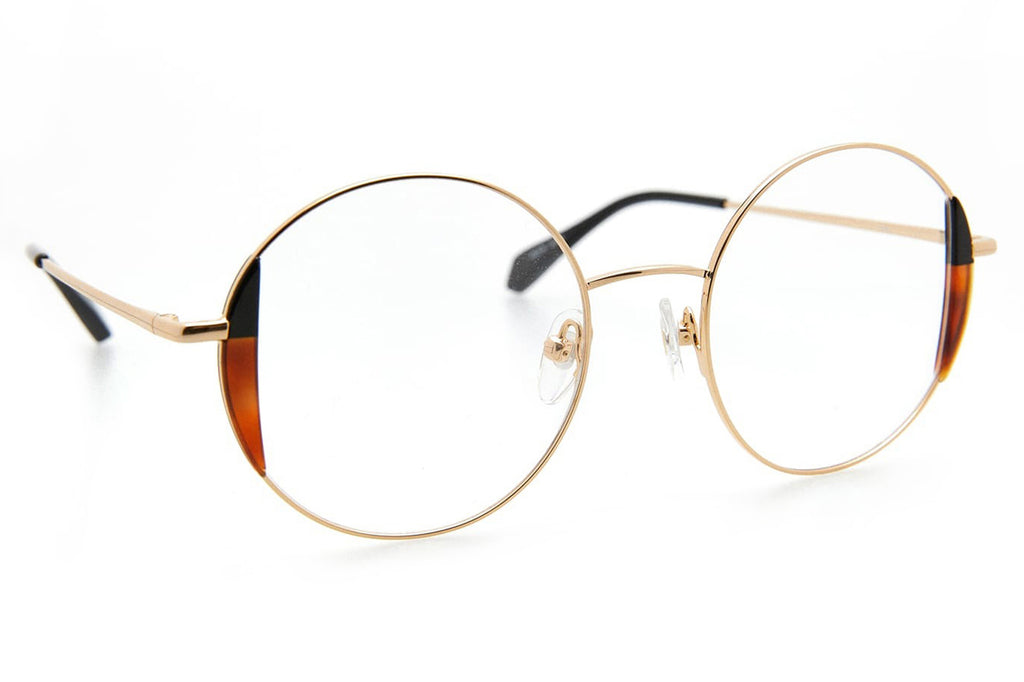 Kaleos Eyehunters - Kass Eyeglasses Gold/Black/Honey Tortoise