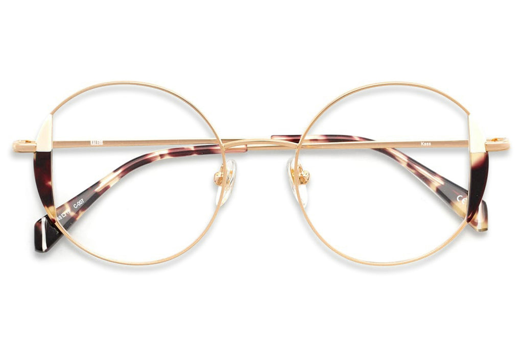 Kaleos Eyehunters - Kass Eyeglasses Gold/Ivory/Dark Brown Tortoise