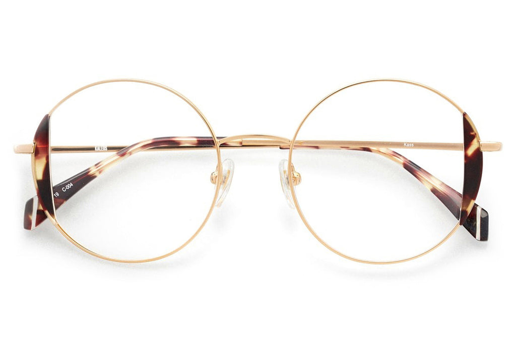 Kaleos Eyehunters - Kass Eyeglasses Gold/Dark Brown Tortoise