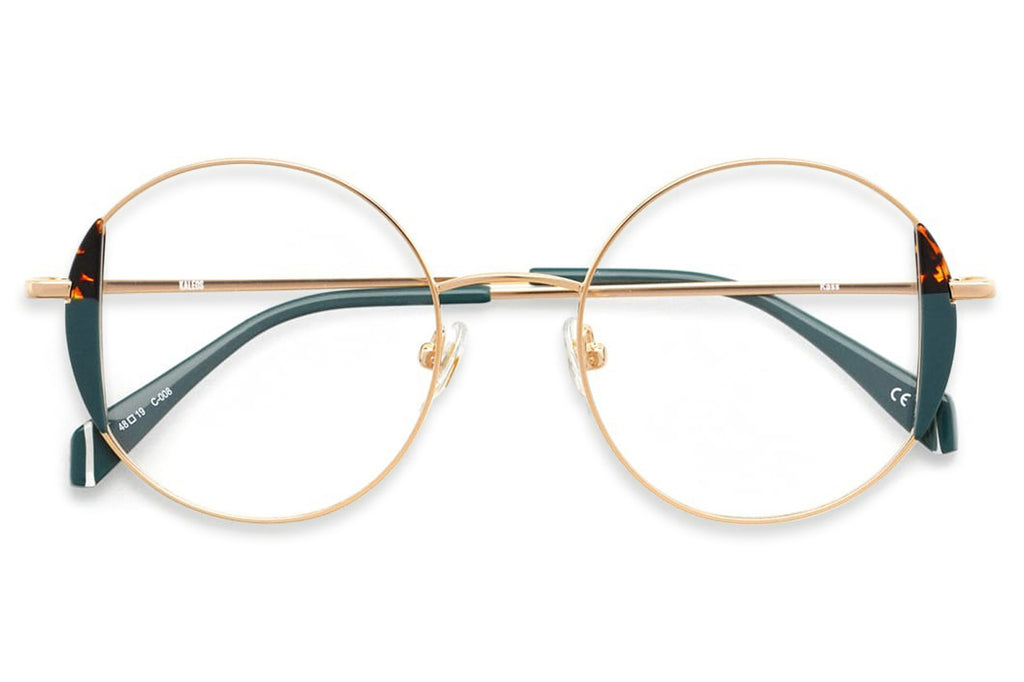 Kaleos Eyehunters - Kass Eyeglasses Gold/Tokyo Tortoise/Opaque Green