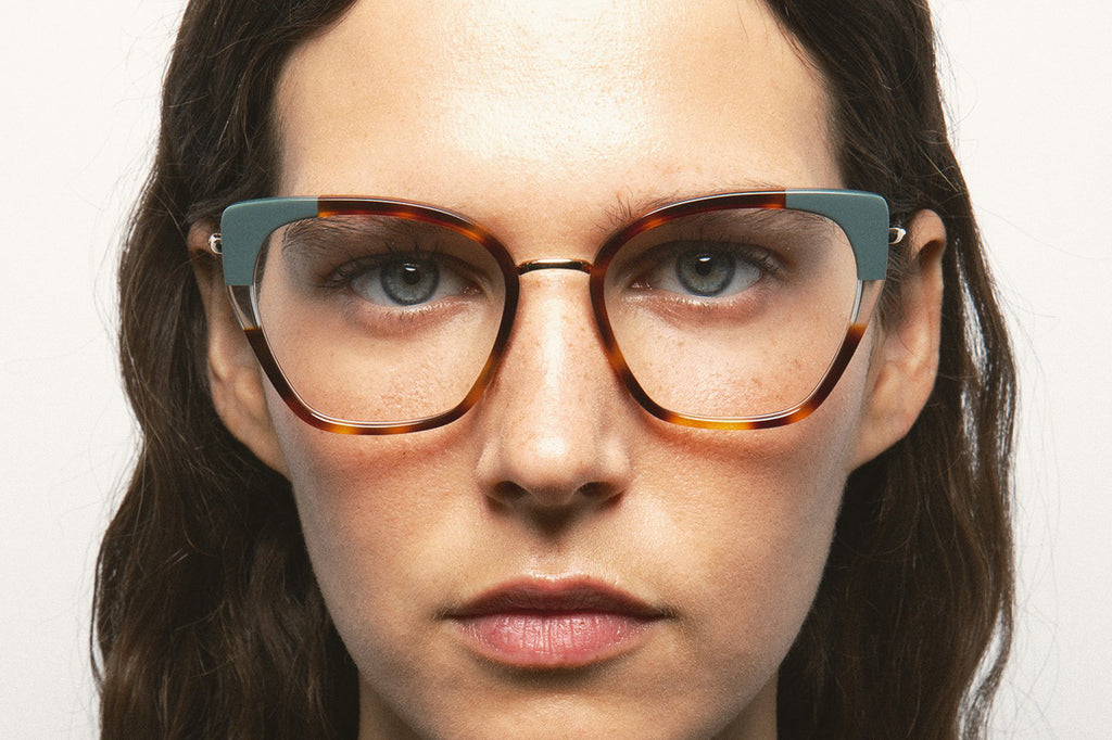 Kaleos Eyehunters - Steele Eyeglasses Brown Tortoise/Greyish Green