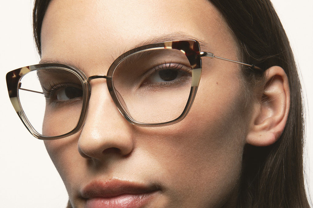 Kaleos Eyehunters - Steele Eyeglasses Transparent Beige/Vintage Brown Tortoise