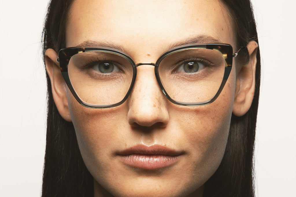 Kaleos Eyehunters - Steele Eyeglasses Transparent Green/Vintage Brown Havana