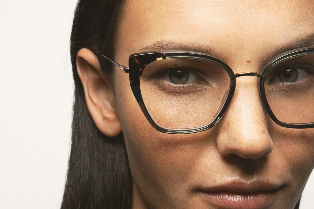 Kaleos Eyehunters - Steele Eyeglasses Transparent Green/Vintage Brown Havana