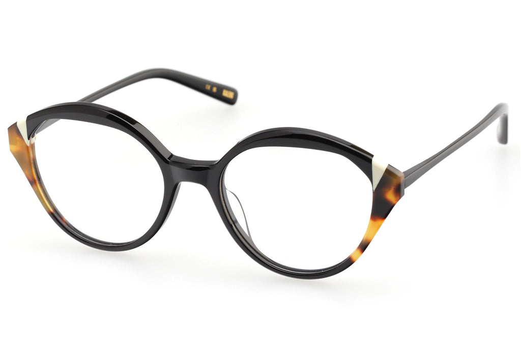 Kaleos Eyehunters - Duchesne Eyeglasses Black/White/Brown Tortoise