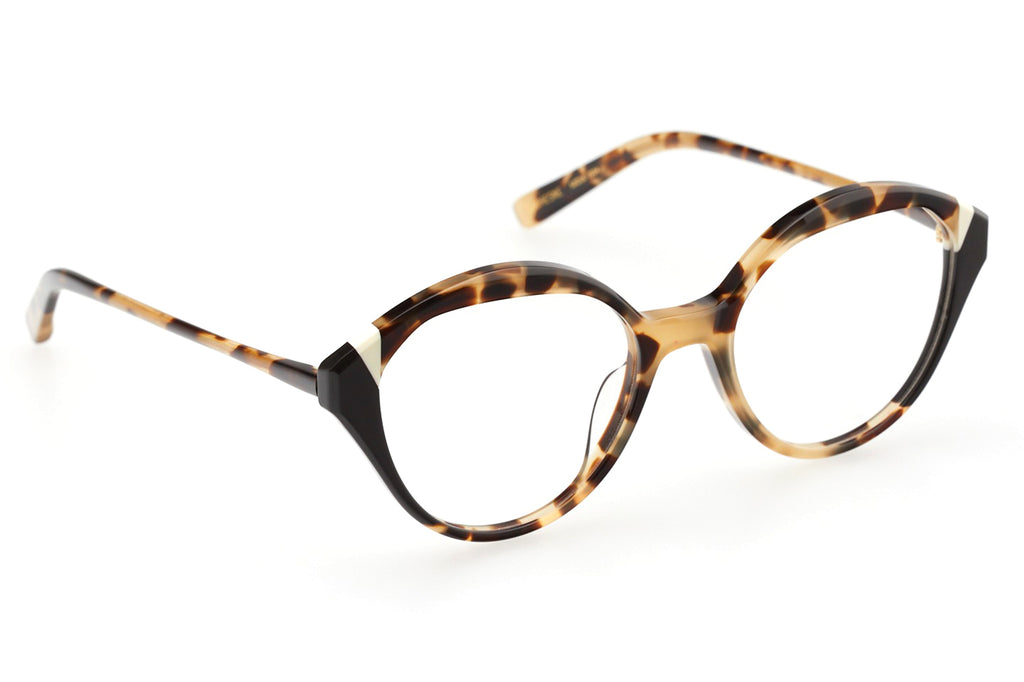 Kaleos Eyehunters - Duchesne Eyeglasses Brown Tortoise/White/Opaque Black