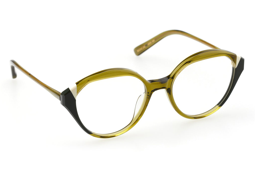 Kaleos Eyehunters - Duchesne Eyeglasses Dirty Yellow/White/Dark Green