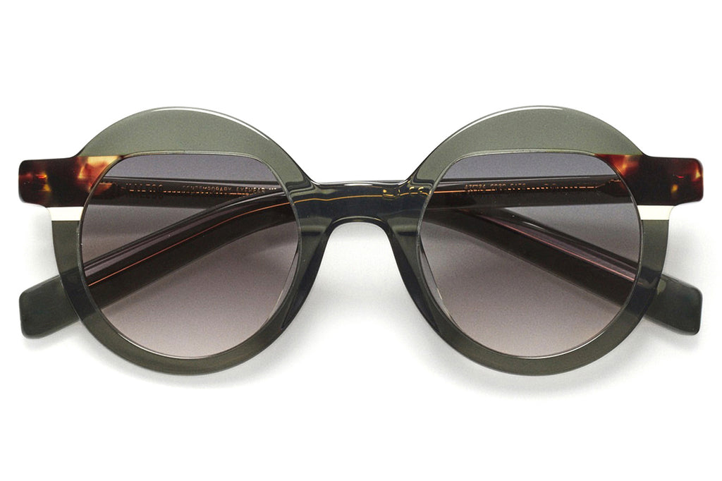 Kaleos Eyehunters - Pollitt Sunglasses Transparent Greyish Green/Dark Brown Tortoise/White