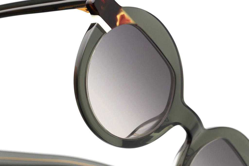 Kaleos Eyehunters - Pollitt Sunglasses Transparent Greyish Green/Dark Brown Tortoise/White