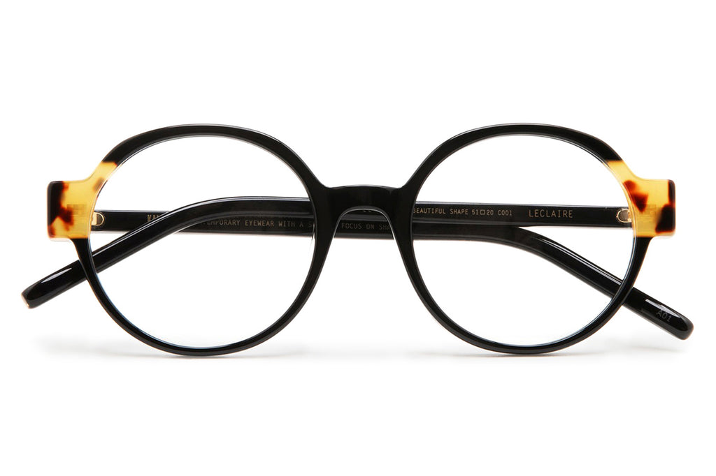 Kaleos Eyehunters - Leclaire Eyeglasses Black/Brown Tortoise
