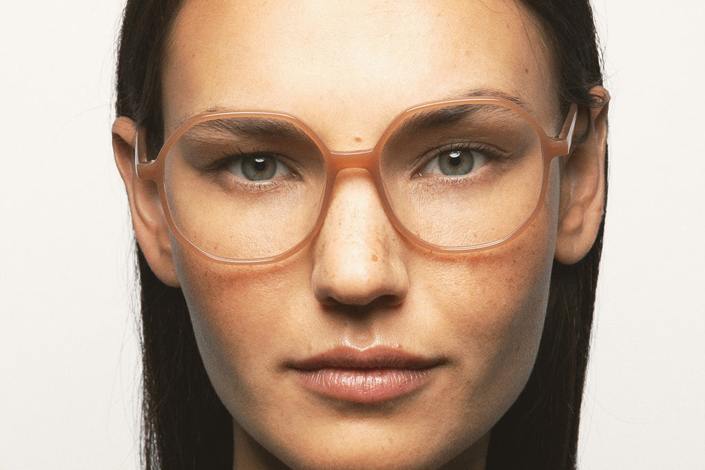 Kaleos Eyehunters - Avery Eyeglasses Translucent Amber