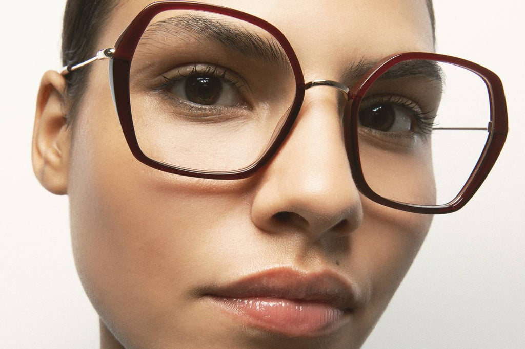 Kaleos Eyehunters - Shetty Eyeglasses Burgundy/Transparent Burgundy