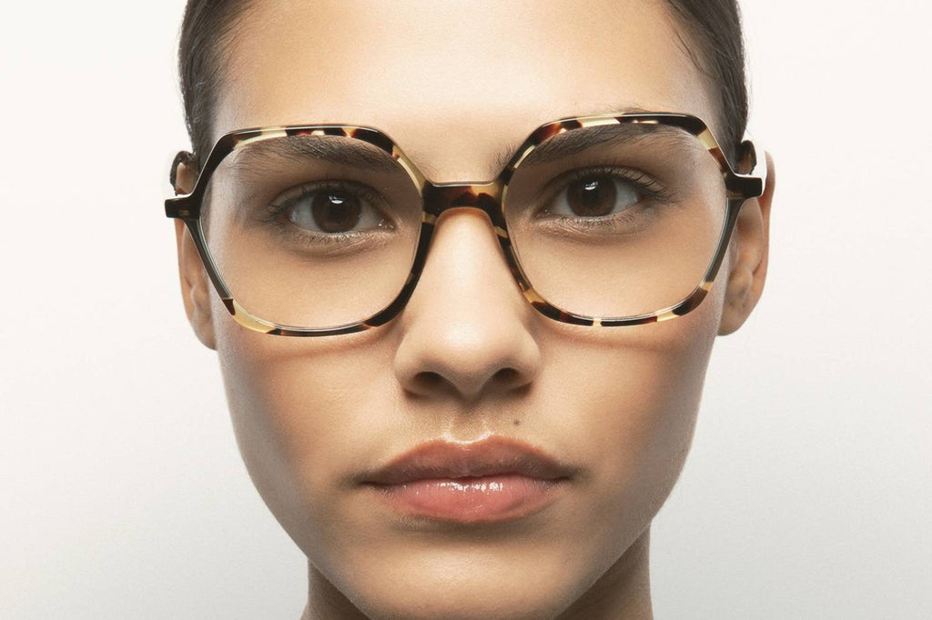 Kaleos Eyehunters - Meyer Eyeglasses Vintage Brown Havana/Transparent Green