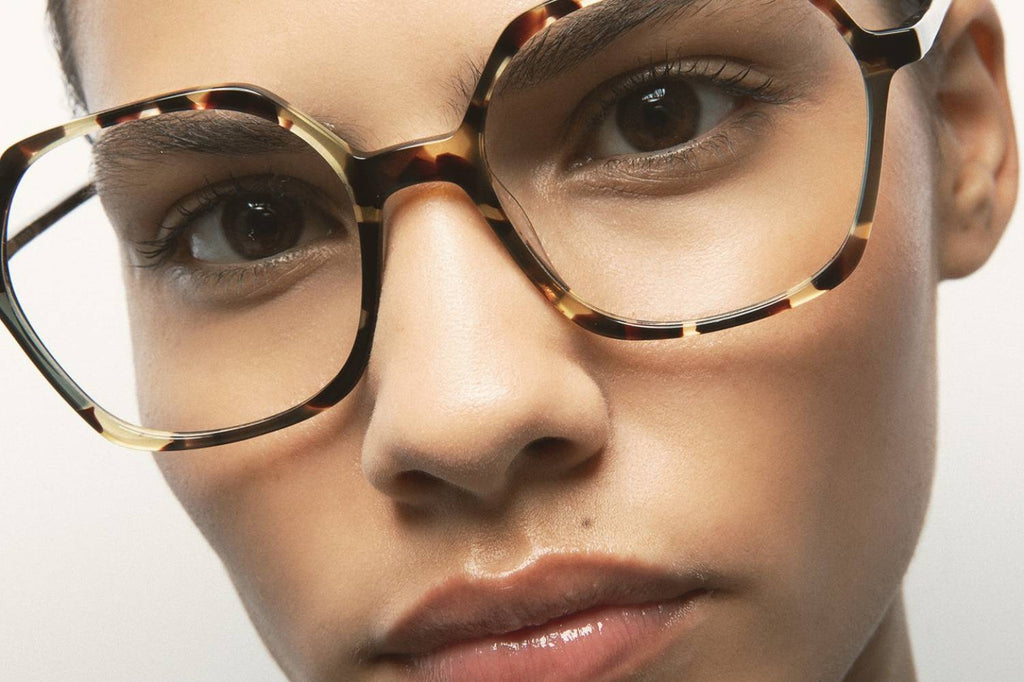Kaleos Eyehunters - Meyer Eyeglasses Vintage Brown Havana/Transparent Green