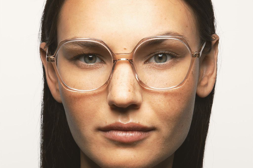 Kaleos Eyehunters - Meyer Eyeglasses Transparent Light Pink/Translucent Amber