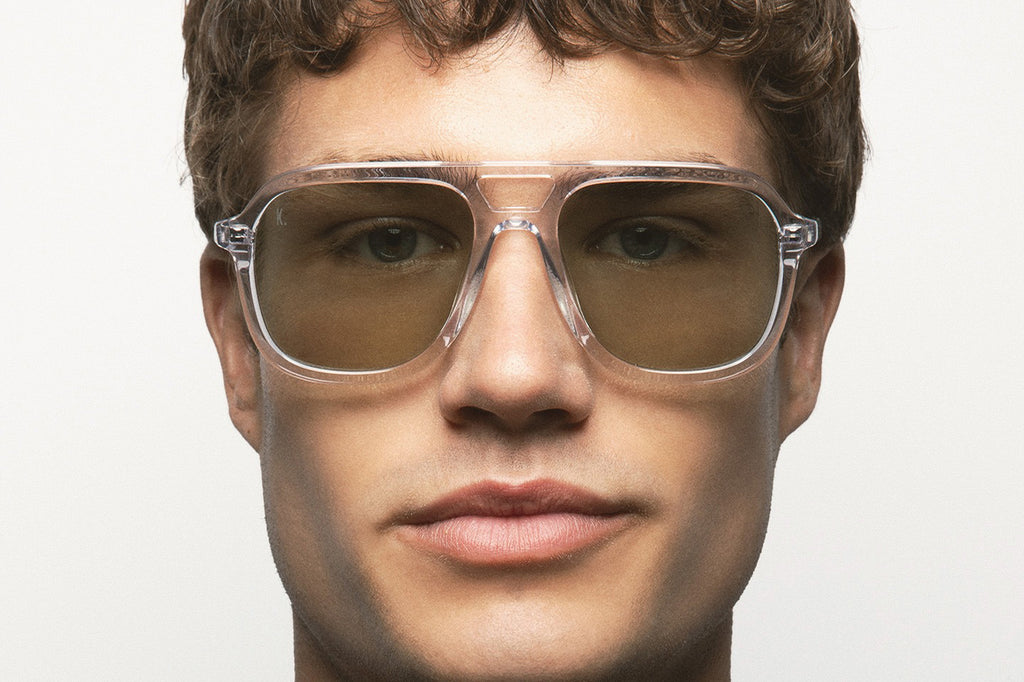 Kaleos Eyehunters - Zerbino Sunglasses Transparent Crystal with Green Photochromic Lenses