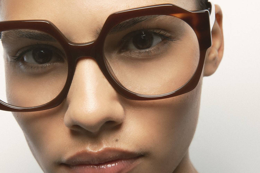 Kaleos Eyehunters - McMahon Eyeglasses Translucent Brown/Dark Brown Havana