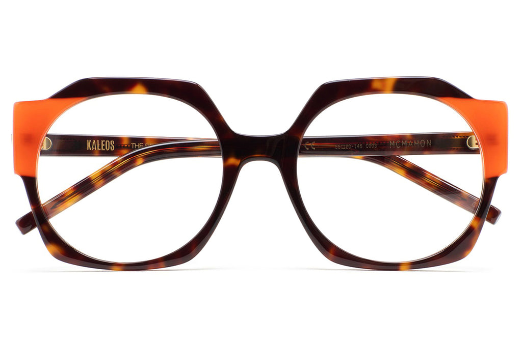 Kaleos Eyehunters - McMahon Eyeglasses Dark Brown Havana/Translucent Orange