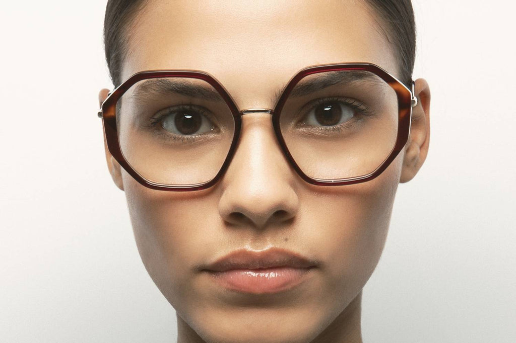 Kaleos Eyehunters - Welch Eyeglasses Transparent Burgundy/Brown Havana/Burgundy