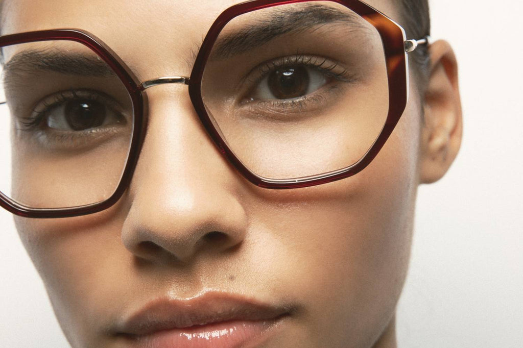 Kaleos Eyehunters - Welch Eyeglasses Transparent Burgundy/Brown Havana/Burgundy