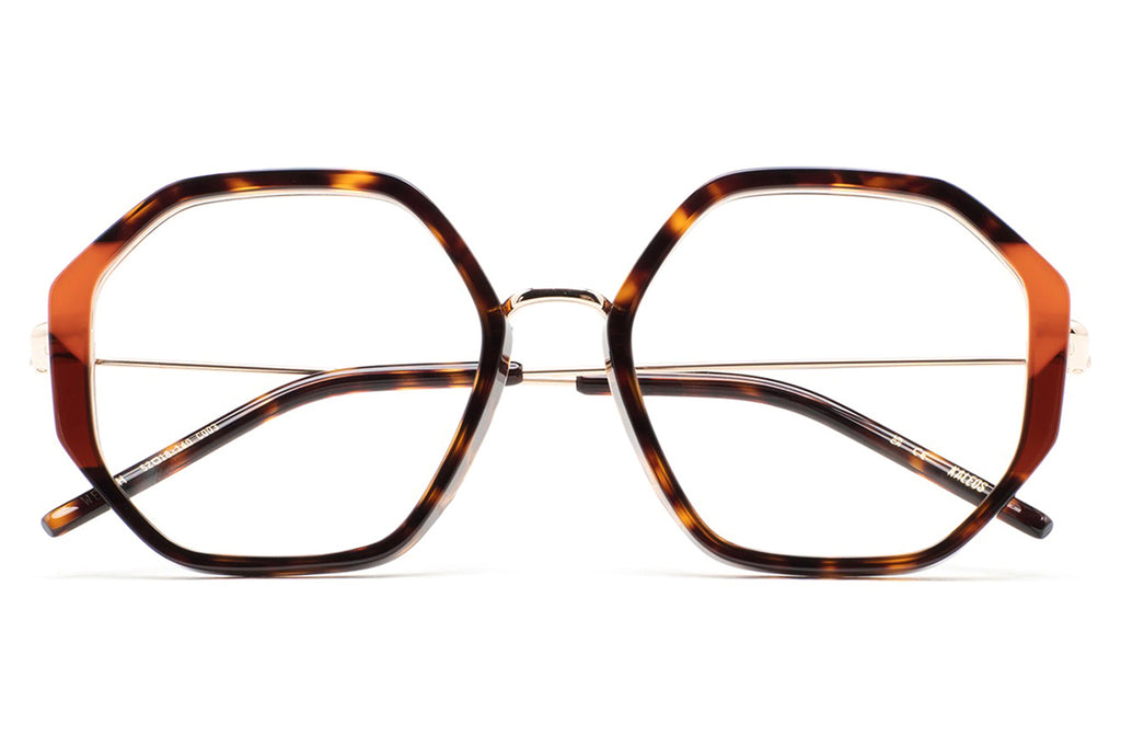 Kaleos Eyehunters - Welch Eyeglasses Dark Brown Havana/Translucent Orange/Transparent Brown